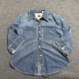 VTG 90s GAP Denim 3/4 Sleeve Button Shirt Womens XS Indie Western Retro Outdoor